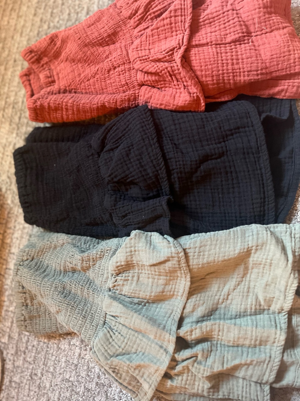 Cotton On Mini Skirts Trio in Coral, Black & Sage
